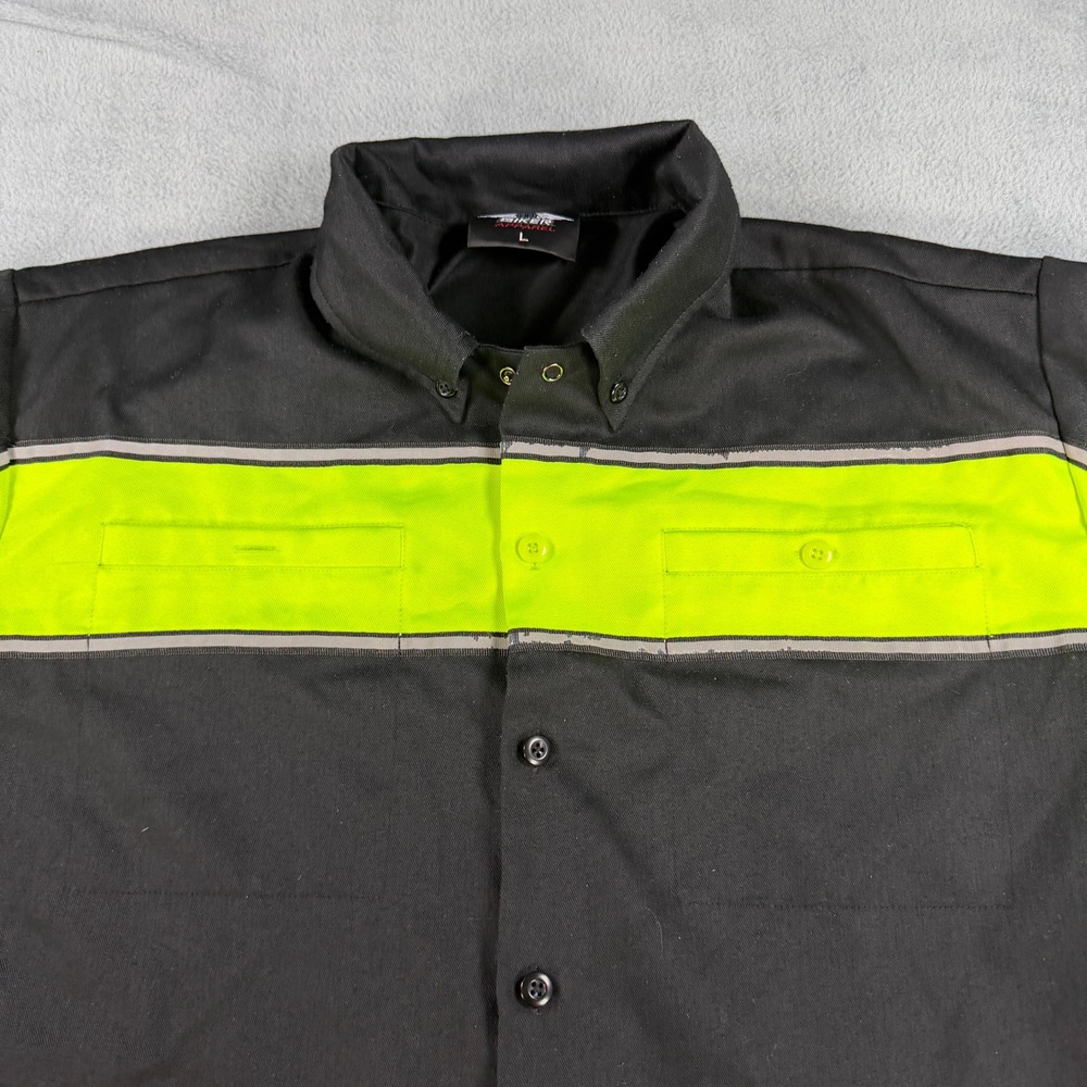 Biker‎ Apparel Deadwood South Dakota Hot Rod Garage Work Shirt Black Neon Large